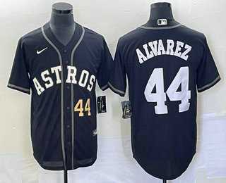 Mens Houston Astros #44 Yordan Alvarez Number Black Cool Base Stitched Baseball Jersey->houston astros->MLB Jersey